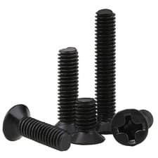 Image of Black Countersunk Phillips Machine Screw Carbon Steel Pozi Drive Bolt M2 M2.5 M3