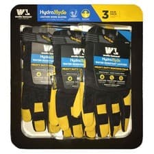 Image of Wells Lamont Hydra Hyde Leather Work Gloves Safety Water Resistant Pack 3 Pairs