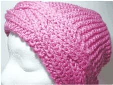 Image of Pink Hat Knit, Knitted Hat Big Braid, Hand Knit Oversized Hat
