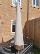 Image of Large Umbrella Parasol Cover Sun Waterproof Weatherproof Outdoor Beige + Tan