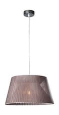 Image of Fleuro 1 Light E27 Chrome Adjustable Single Pendant C/W Grey Fabric Shade