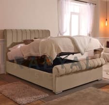 Image of MARSEILLES OTTOMAN STORAGE BED PANEL PLUSH VELVET UPHOLSTERED BED FRAME