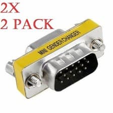 Image of 2x VGA SVGA Male to VGA Male 15pin M/M Gender Changer Adapter Connector
