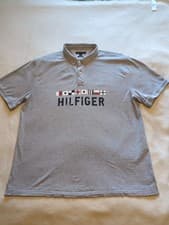 Image of Tommy Hilfiger Mens Polo Shirt Size XXL In Grey With Branded Front