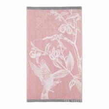 Image of Ted Baker Pink Botanical Birds Bath Sheet Hand Towel Luxury Cotton Bundle Online
