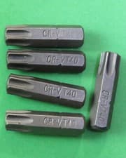 Image of TORX STAR T40 X 5 SCREWDRIVER BITS CHROME VANADIUM STEEL 1/4" HEX 25MM