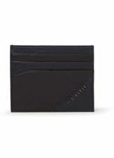 Image of TED BAKER LONDON - BIGLOW BLACK TWO TONE GRAINED LEATHER CARD HOLDER
