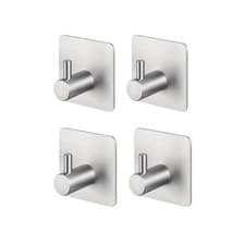 Image of Self Adhesive Hooks 4 Pack Stick On Wall Door Hooks Stainless Steel Coat Hooks