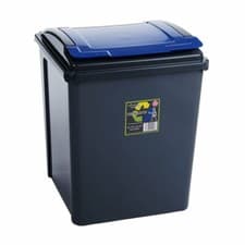 Image of 50L Blue Plastic Recycle Bin & Lid Rubbish Dustbin Kitchen Garden Waste