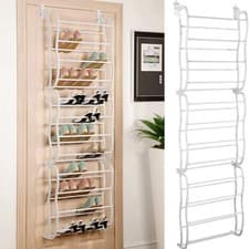 Image of 36 Pair Over Door Shoe Rack 12 Tier Space-Saving Shoe Storage Organizer for Home