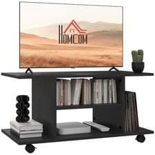 Image of HOMCOM Modern TV Cabinet Stand Storage Shelves Table Mobile Black
