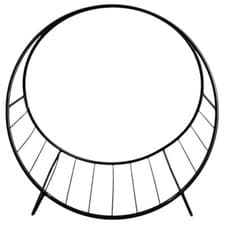 Image of Metal Fireside Log Holder Black Round Indoor Wood Fetch Storage Rack Fireplace