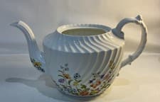 Image of RARE Aynsley Cottage Garden Floral Butterfly Teapot White Mint condition