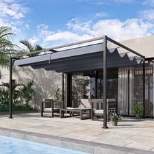 Image of Outsunny 4 x 3m Metal Pergola Gazebo Patio Sun Shelter Retractable Canopy Grey