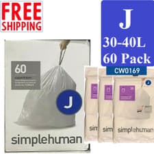 Image of Simplehuman Size J Bin Liners CW0259 Simple Human Bags 30-40 Litre 60 PACK Uk