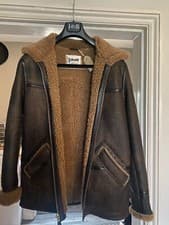 Image of Schott Mens Sheepskin Leather Jacket - Size L - Dark Brown Leather - New no tags