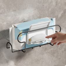 Image of Wall Mounted Suction Cup Tissue Holder No Drill Paper Towel Holder For Kitchen