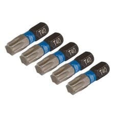 Image of Draper Expert Torx Star Impact Screwdriver Bits T40 x 25mm 1/4" Hex 5 Pack 05497