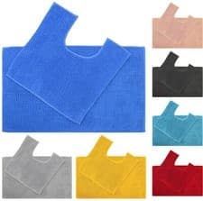 Image of Chenille Bobble Bath Mat Set 2pc Bath & Pedestal Toilet Mat Supersoft Luxury Set