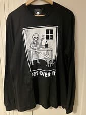 Image of Mens Graphic Print T Shirt Size LGE Black Get Over It Vegan Rejuvenated Apparel