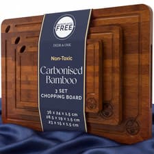 Image of Deer & Oak 3-Piece Bamboo Chopping Board Set – Pre-Oiled Wooden Cutting Boards