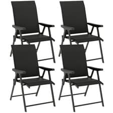 Image of Outsunny Folding Garden Dining Chairs Set of 4 with Mesh Seat, Black