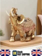 Image of Large Gold Elephant Statue Ornate Feng Shui Ornament Luxury Home Decor Gift