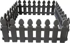 Image of Lawn Edging Border Garden Picket Fence Panel Barrier Wooden Effect Fence Grey