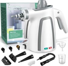 Image of Handheld Steam Cleaner 250ML UK Plug Multi Purpose 9 Accessories Grey Compact