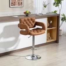 Image of Bar Stool Kitchen Breakfast Barstool Seat with Metal Base