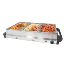 Image of Buffet Server Warming Tray Hotplate With 3 Sections Food Warmer Serving Station