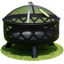 Image of Large Round Fire Pit Bowl 24 inch Garden Camping Wood Log Heater Charcoal Burner