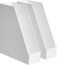 Image of Amazon Basics Rectangular Plastic Organizer - Magazine Rack, White, 2-Pack