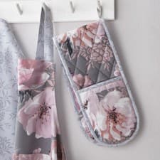 Image of Catherine Lansfield Dramatic Floral 100% Cotton Double Oven Glove, Grey