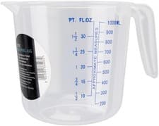 Image of Durable 1L Plastic Measuring Jug with Clear Measurement Lines for Cooking