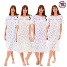 Image of i-Smalls Ladies Floral Nightie 3 Button Short Sleeve Pocket Nightdress