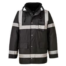 Image of Portwest Hi Vis Lite Iona Traffic Jacket Waterproof Quilt Lined Hood Safety Work