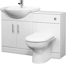Image of Vanity Unit Basin Sink Toilet WC Bathroom Furniture Storage 1048mm Gloss White