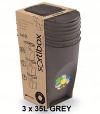 Image of Sorting Waste Bin Recycling Segregation Stackable Lidded Grey White 20L 25L 35L