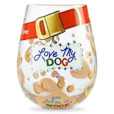 Image of Enesco 6006301 Designs by Lolita Love My Dog Hand-Painted Artisan Stemless Wi...