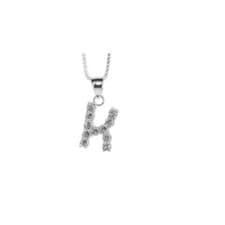 Image of Sterling Silver A-Z Initial Alphabet Letter CZ Pendant w/ 18" Italian Box Chain