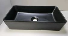 Image of Rectangular Ceramic Basin, Matte Black REF S120