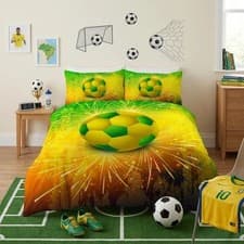 Image of 3D Football Print Duvet Cover Set Microfiber Bedding Set Kids Adults Bed Decor