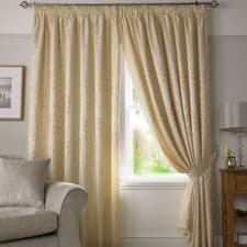 Image of Alan Symonds Tivoli Leaf Jacquard Curtains Pencil Pleat Lined Window Panels UK