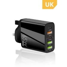Image of 65W Quick Charger UK Plug Fast Wall Charger Power Adapter 5 Port USB-C PD Type C