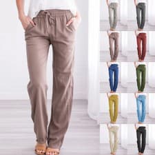 Image of Womens Wide Leg Harem Pants Joggers Elastic Waist Lounge Wear Trousers