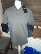 Image of Hugo Boss Polo Shirt Mens Small Grey Short Sleeve Cotton Casual Sport NWT