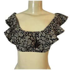 Image of Ulla Johnson Women's Azores Ruffled Bikini Swim Top Size Medium Print Multicolor