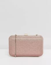 Image of DUNE LONDON ROSE GOLD METALLIC RIBBED LUREX CLUTCH BAG 638BSAHARAH