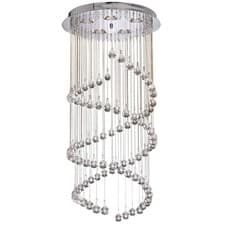 Image of 5 Lights Chrome Finish Multi Drop Crystal Balls Ceiling Fitting Pendant Light